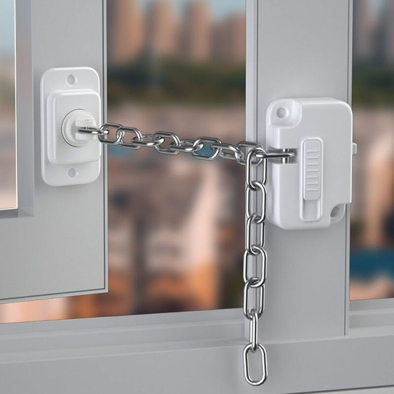 Stainless Steel Child Safety Window Chain Sturdy ABS Non-marking Adhesive Durable Paste Schools