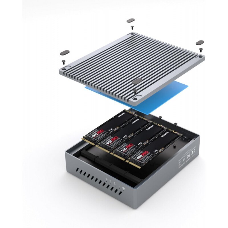 Корпус SSD Thunderbolt 3, 4 слота M.2 NVMe, 40 Гбит/с, до 2800 Мб/с, совместим с M1 M2