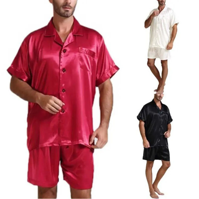 الرجال منامة مجموعة الصيف قصيرة الأكمام قميص السراويل 2 قطع مجموعة منامة للرجال لينة مريحة Homewear دعوى النوم القماش MY949