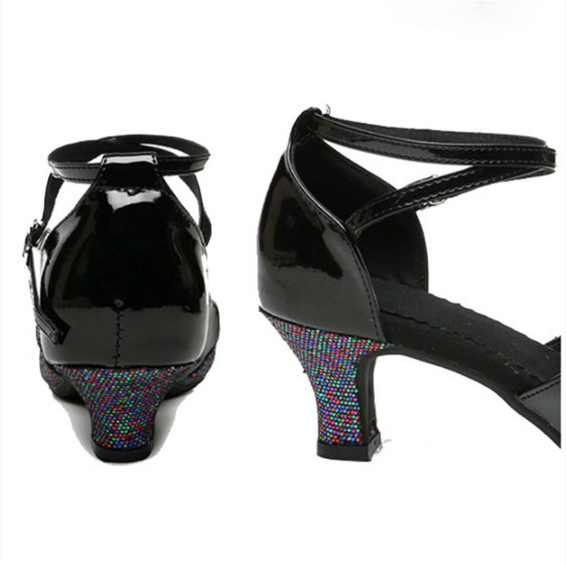 Женские блестящие туфли для латиноамериканских танцев, обувь на резиновой Замшевой подошве для бальных танцев, танго, сальсы вечерние танцевальные туфли на низком каблуке 3,5 см/5,5 см
