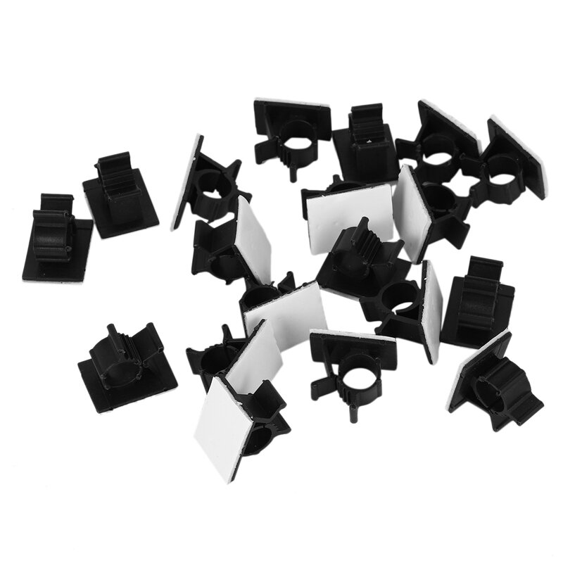 Abrazaderas de plástico ajustables para cables de coche, Clips autoadhesivos, organizador de cables, color negro, 20 piezas