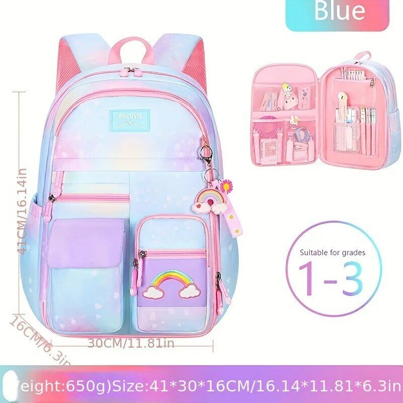 Ransel nilon lucu untuk anak perempuan, tas ransel sekolah dasar anak perempuan 1 buah, tas nilon lucu pilihan Ideal untuk hadiah, tas sekolah anak, tas Universal warna merah muda