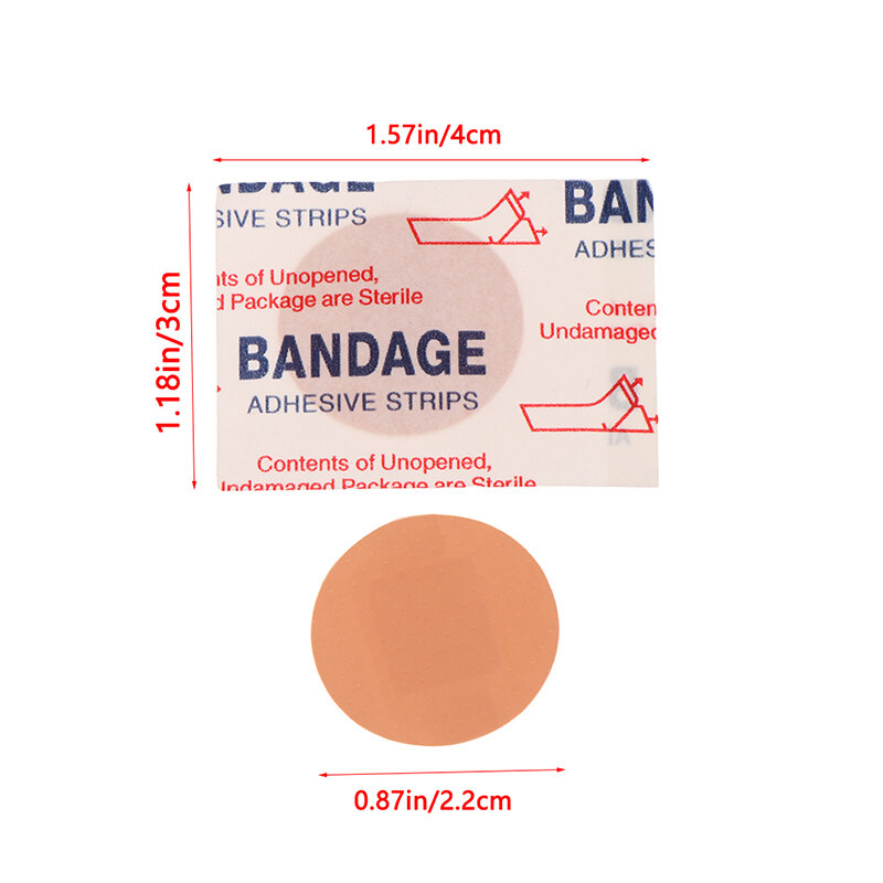 Bandagem adesiva médica impermeável, Mini Band Aid, redondo, pequeno curativo, fita de fixação, 100pcs