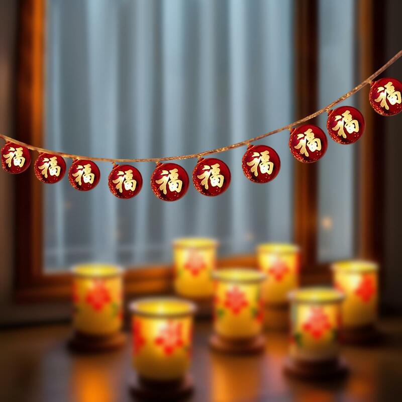 Spring Festival String Light 2M Fu Character Hanging Ornaments Decorative Lights for Wedding Living Room Window Party Home Decor