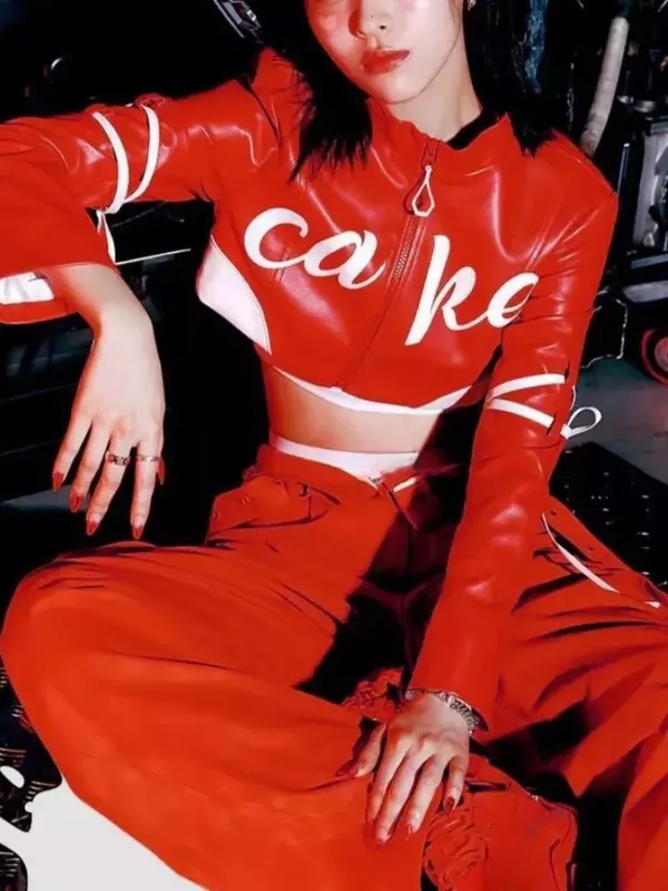 Kpop Girl Group Jazz kostium taneczny stroje Sexy czerwone kurtki z suwakiem prosta szeroka nogawki spodnie ubiór na przedstawienie koreańskiej odzieży scenicznej