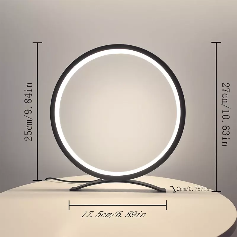 Modern Minimalist Circular Desk Lamps Dimmable Metal Casing Bedroom Bedside Night Light LED Study Reading Circular Table Lights