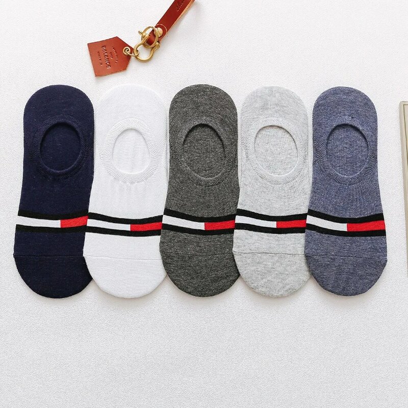 Chaussettes invisibles en silicone japonais pour hommes, motif de cerf de dessin animé, fines chaussettes de rinçage, coupe basse, haut bas, été, nouveau, 5PR, 2023