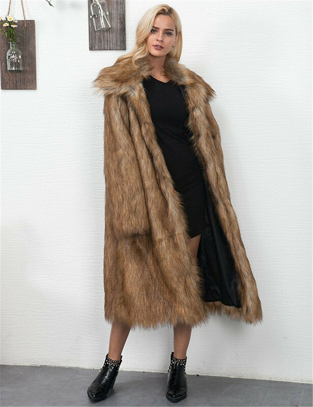Trendformal DressesNew Winter Women'S  Fashion Faux Fur Casual Commuter Long Slim-Fit Thick Warm Coat