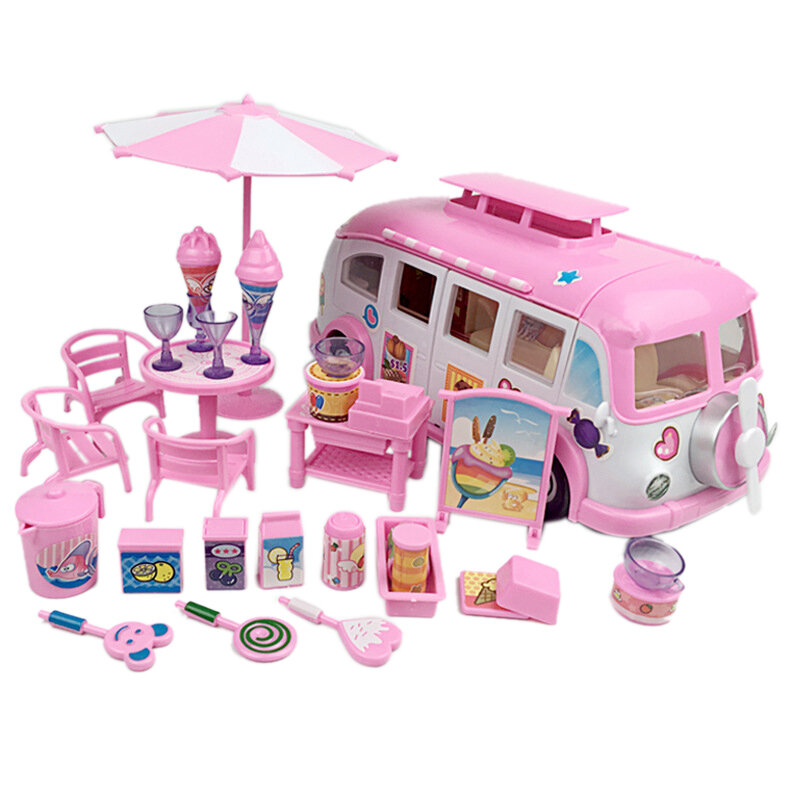 Convertible Camper Car for Kids, DIY Picnic Set, Ice Cream RV, House Toys, Chair, Adesivos, Suit Toys