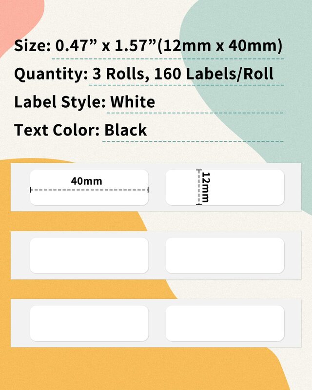 Phomemo 접착 라벨 인쇄 용지 테이프, 휴대용 열 라벨 메이커용, 흰색, 14x30mm, Q30, Q30S, Q31