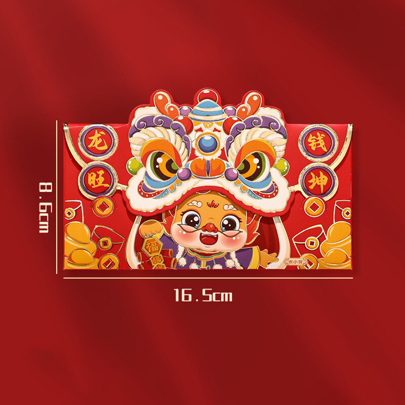 Hot 4PCS 2024 Chinese New Year Red Envelopes Cartoon Dragon Year Hongbao Spring Festival Money Pockets Wedding Lucky Packets