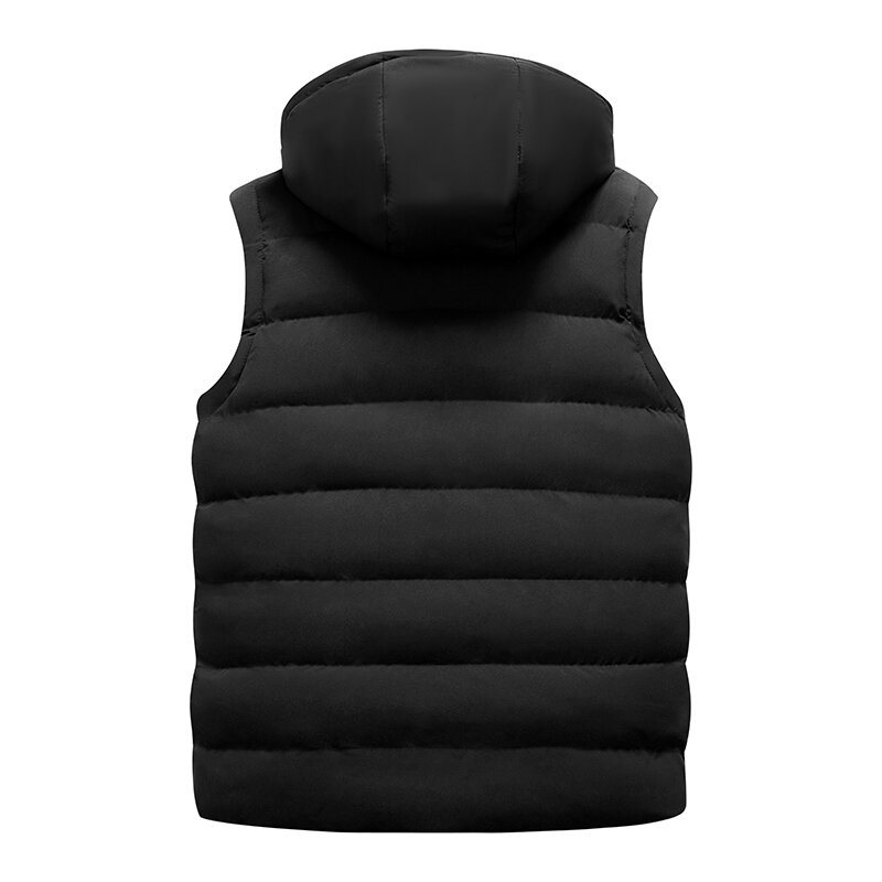 2023  Spring Autumn New Men's Fashion Zipper Hooded Warm Vest Casual Sports Stand Collar Sleeveless Jacket Men Winter Down Vest