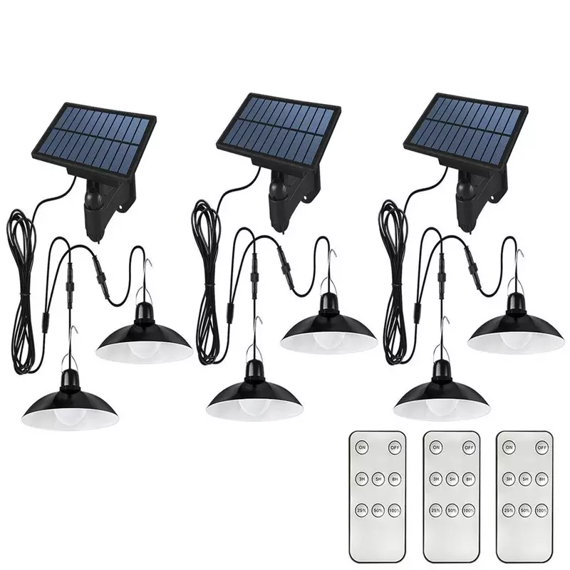 야외 태양광 펜던트 조명, 1 헤드, 2 헤드, IP65 방수 실내 태양광 램프, 안뜰 정원 실내 캠핑에 적합, 3m 라인