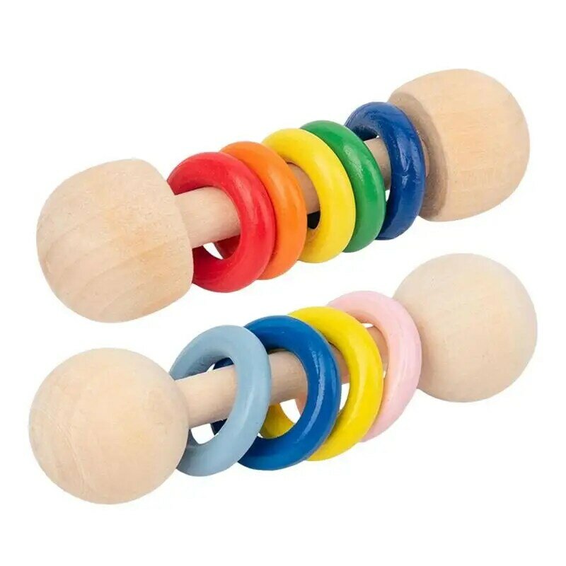 Drewno grzechotka dla dzieci gryzak Montessori chwytanie zabawka ząbkowanie pierścień z drewna bukowego dla niemowląt niemowlę noworodek gryzaki prezenty