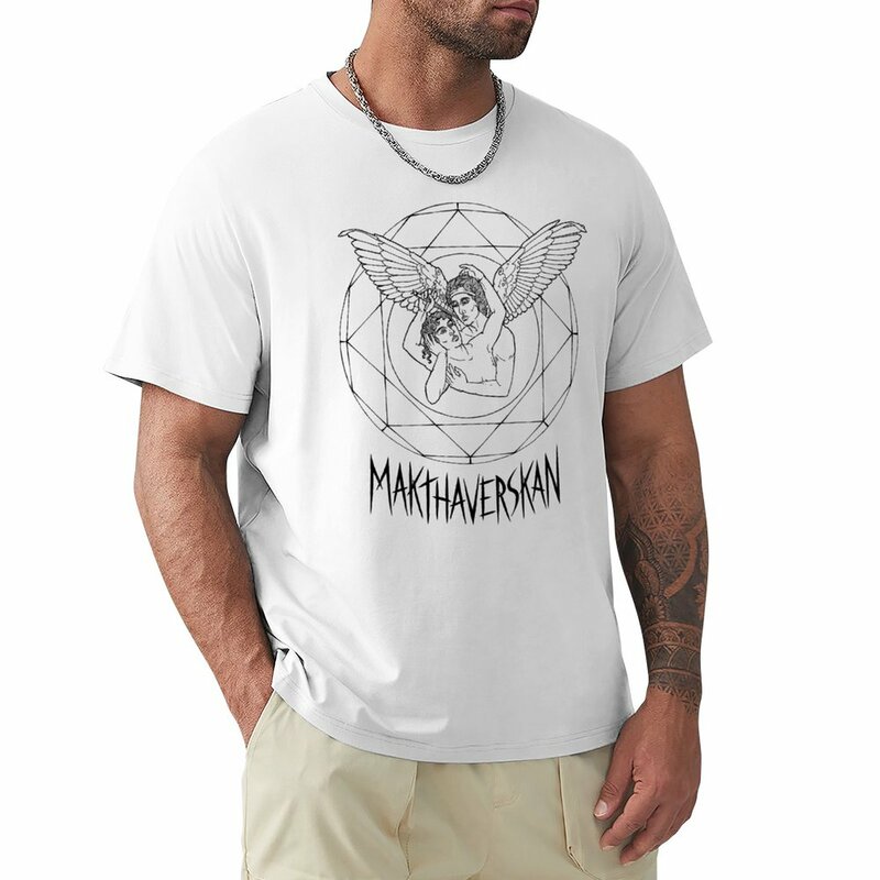 MAKTHAVERSKAN-T-shirt noir en coton pour homme, animé