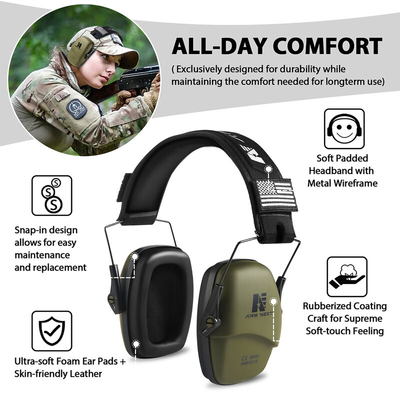 ARM NEXT-Cache-oreilles en silicone à réduction de bruit 25db, casque de protection auditive, casque de tir pour la chasse