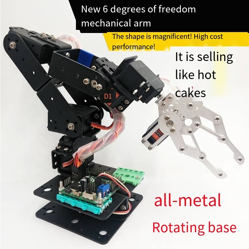6 dof kit robótica educacional robô manipulador, braço de liga metálica servo mg996 para robô arduino, kit diy programável