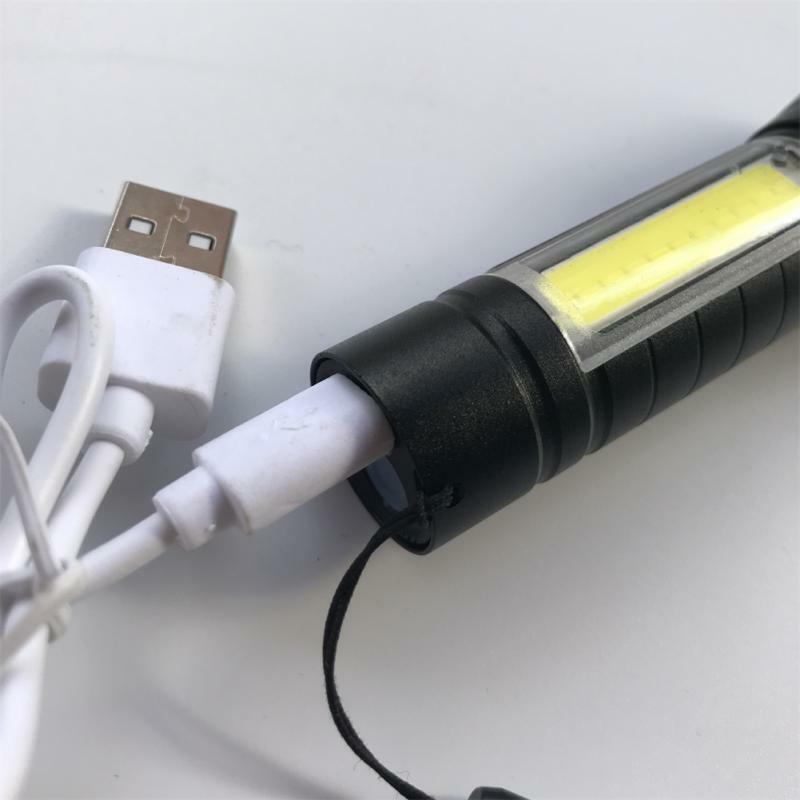 1/2 buah senter Led Mini Zoom XP-G Q5, lampu kilat lentera portabel dapat diisi ulang, senter COB luar ruangan berkemah