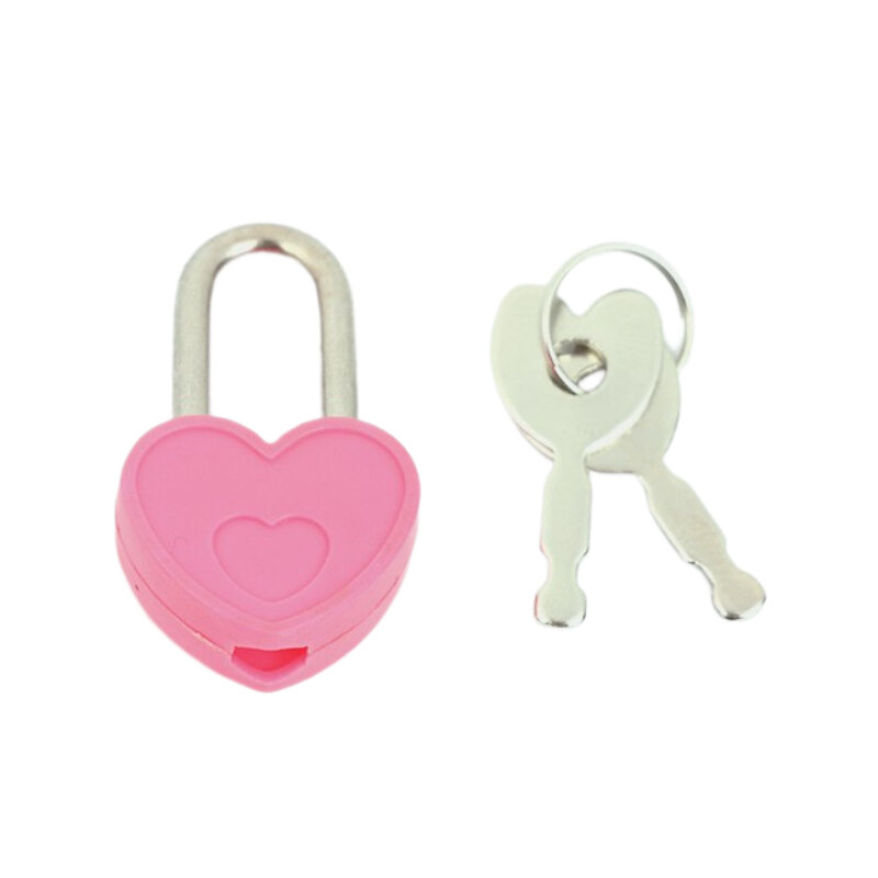 1PC Plastic Case Mini Heart Shape Padlocks Mini Padlocks With  With 2 Keys Lock For Jewelry Box Diary Book Suitcase Random Color
