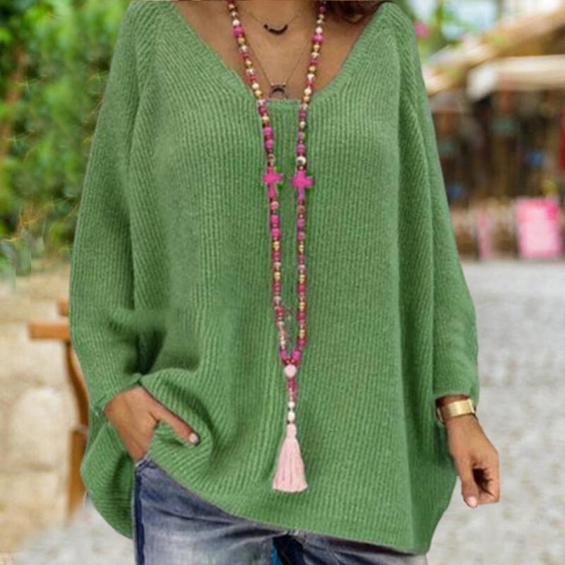 Maglione da donna tinta unita lavorato a maglia a maniche lunghe Pullover allentato tenere in caldo maglione elastico Casual a molla Pull Femme maglieria muslimah