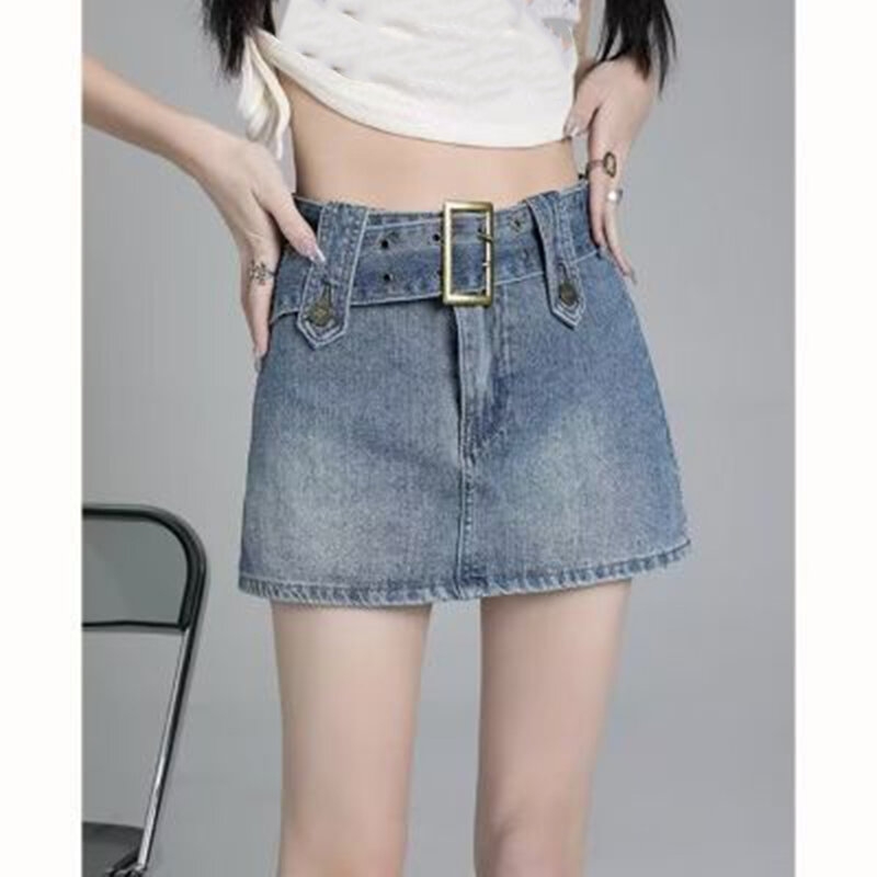 A Line Skirts Sexy Hip Covering Skirt Black Blue Cotton Korean Short Skirts White Woman White Applicable Gender
