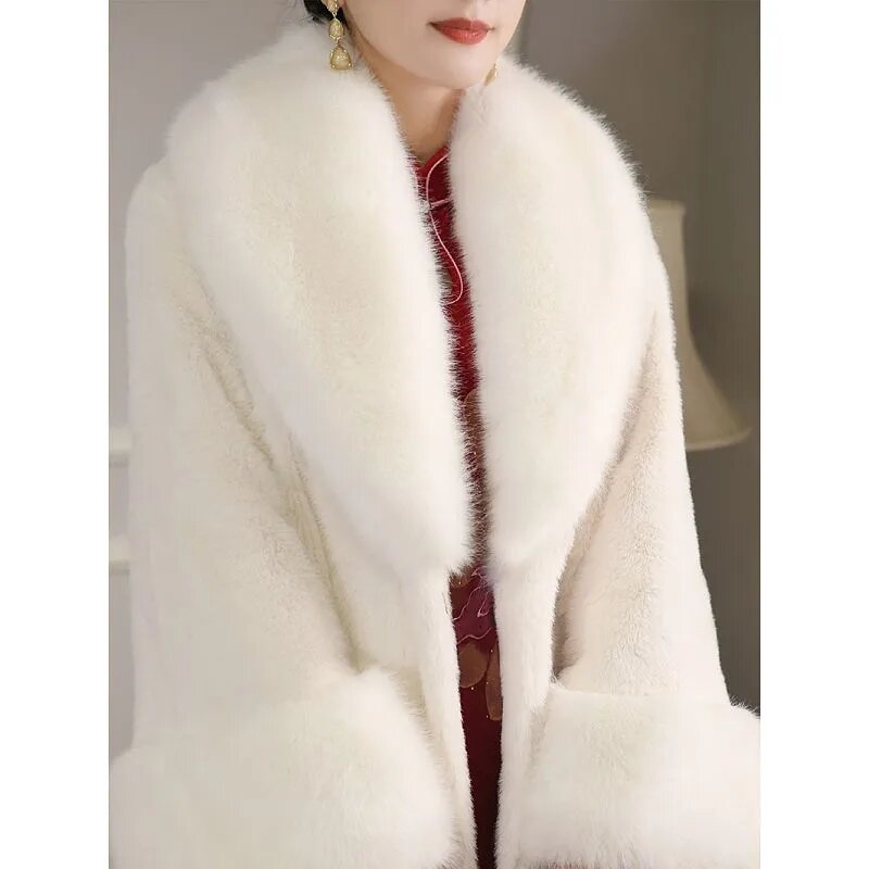 Manteau long en fausse fourrure pour femmes, vestes d'hiver coréennes, vêtements pour femmes, parkas à col en fourrure, épais et chaud, nouveau, 2023