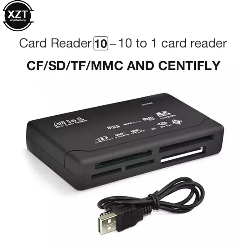 All In One เครื่องอ่านการ์ด USB 2.0การ์ดรีดเดอร์ SD เครื่องอ่านการ์ดสนับสนุน TF CF SD Mini SD SDHC MMC MS XD การ์ดความจำเครื่องอ่านการ์ด Writ Converter