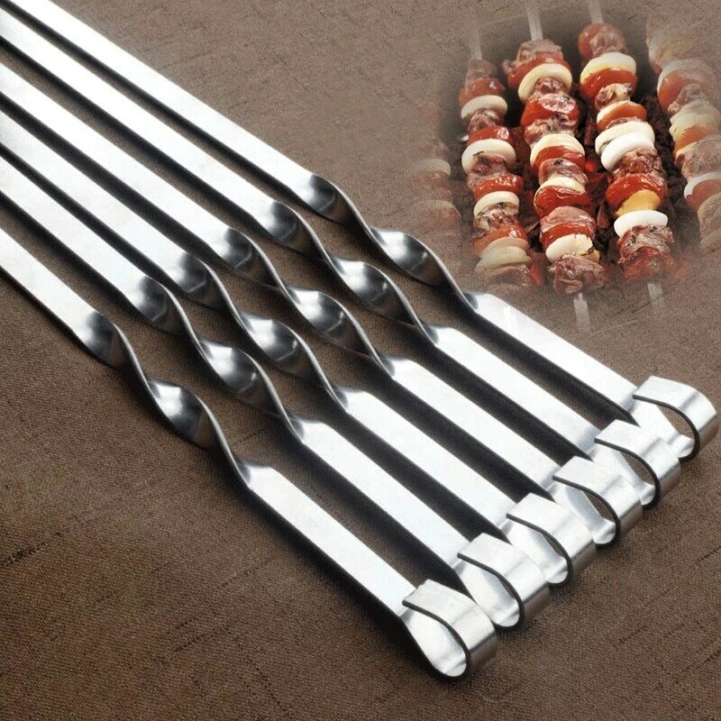Holaroom 6/20pcs Barbecue Meat String Skewers Chunks Of Meat Stainless Steel churrasqueira Roast Stick For BBQ Outdoor Picnic