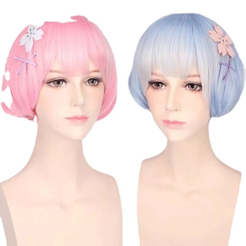 Rem Ram maid twin cosplay anime fashion comfort wig, nuevo 2024 sin pegamento a partir de arañazos que vive en un mundo diferente