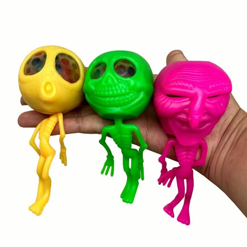 Squeeze Toy Funny Halloween Squeeze Toy Set Flexible Skull Vent Ball for Children Spooky Party