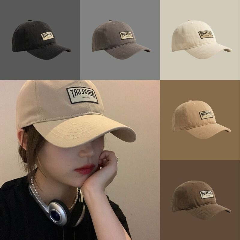 Boné bordado letras, chapéu de sol menor com rosto ajustável casual, aba curva, estilo INS, chapéu de sol para adolescentes