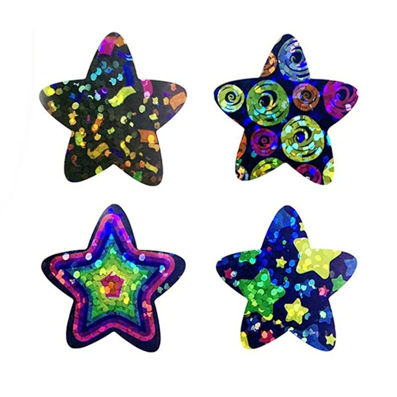 Pegatina de estrella de colores para decoración de cumpleaños, regalo de boda, fiesta, sello, sobre, invitación, etiqueta para hornear, 100-500 piezas