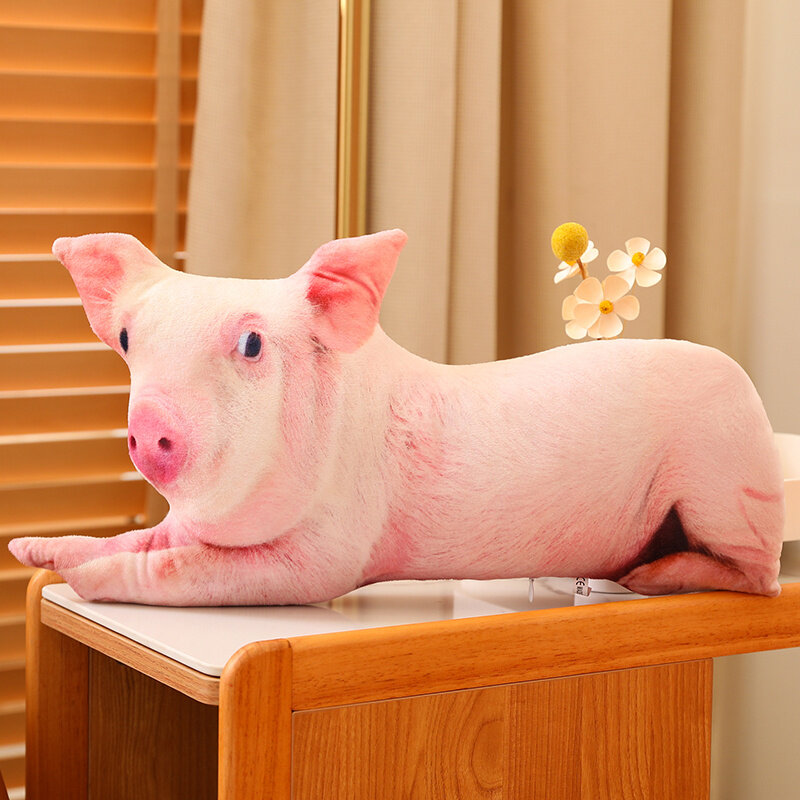 Almohada de peluche de cerdo de simulación 3D, muñeco de cerdito de la vida Real, almohada de cuello divertida, cojín de espalda suave, regalos de decoración de sofá, 1PC