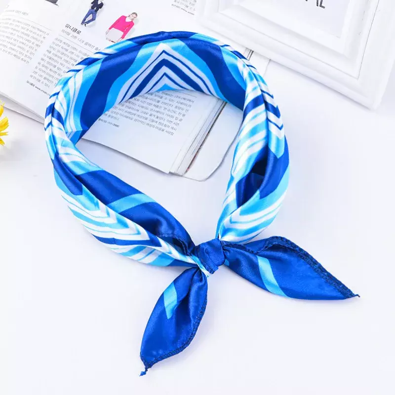 Mode etikette 50*50cm Hohe Qualität Schal Frauen Kleine Weiche Quadrate Dekorative Kopf Schal Streifen Print Tuch Neck wrap