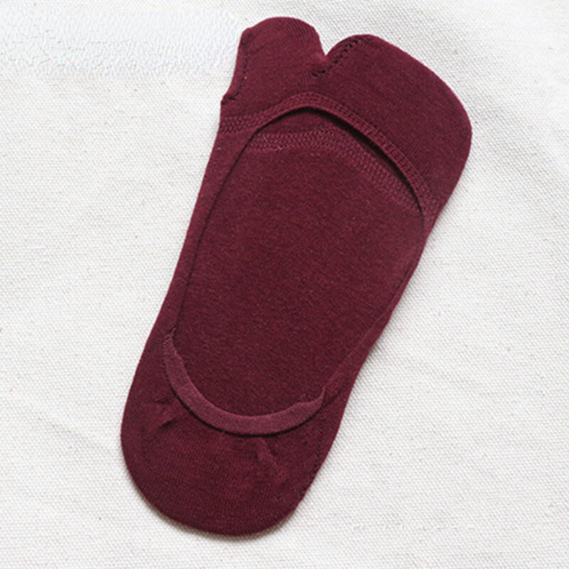 Calcetines de algodón peinado para mujer, medias transpirables de dos dedos, antideslizantes, invisibles, de corte bajo, estilo Kawaii, novedad de verano