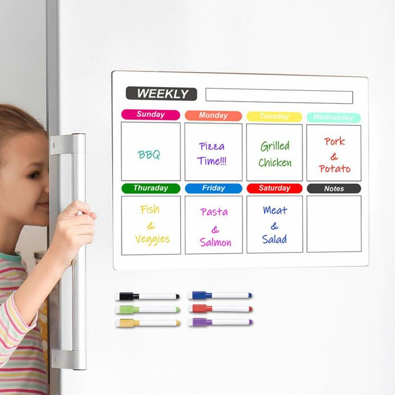 Durable Refrigerator Calendar Magnetic Message Board Weekly Planner Organize Home Kitchen with An Erasable Writing Surface