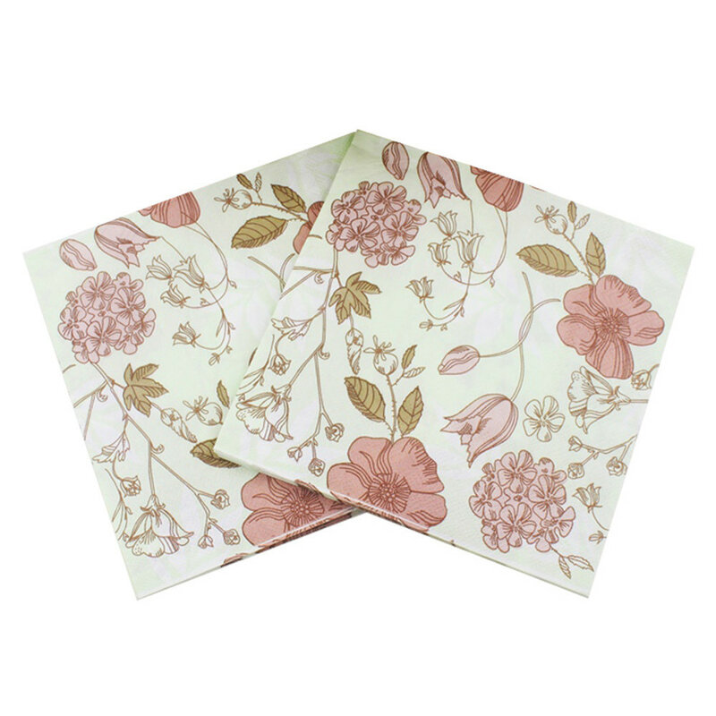 20pcs wedding party napkins printed flower paper napkins for party supplies decoration