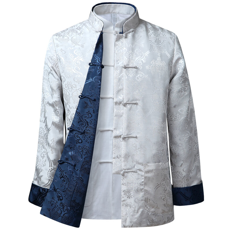 Мужская рубашка с китайским драконом, пальто в стиле кунг-фу, женская одежда для нового года, мужские куртки, мужская одежда Hanfu