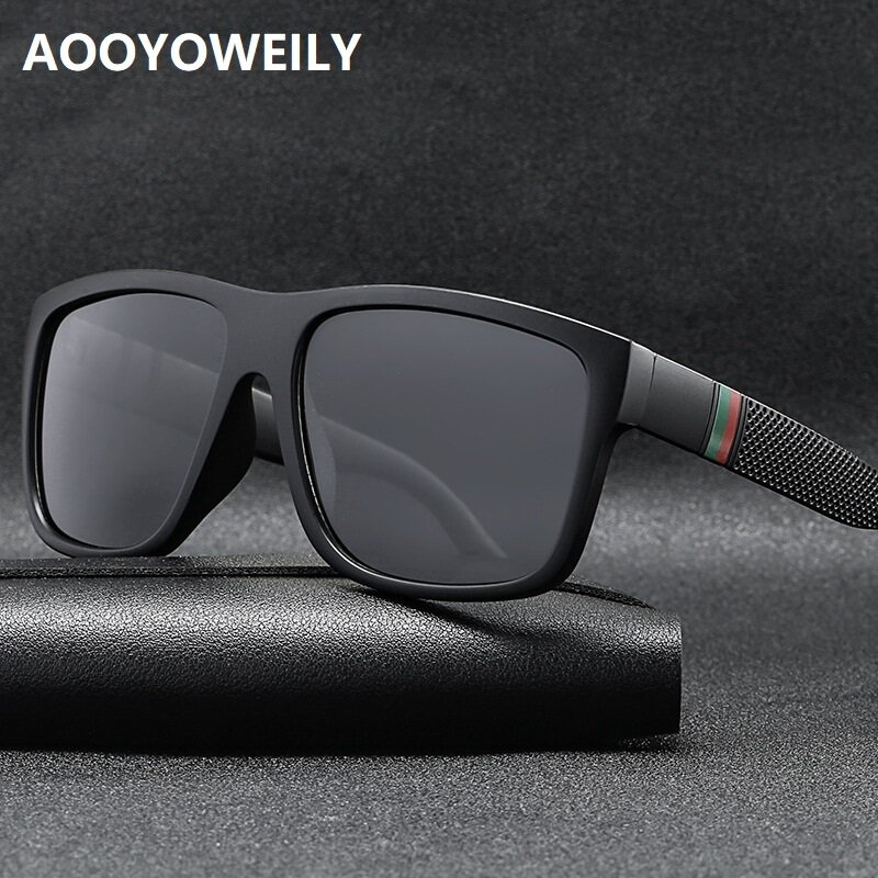 Kacamata hitam terpolarisasi UV400 Pria Wanita, aksesoris mata kotak berkendara memancing Vintage bingkai besar modis