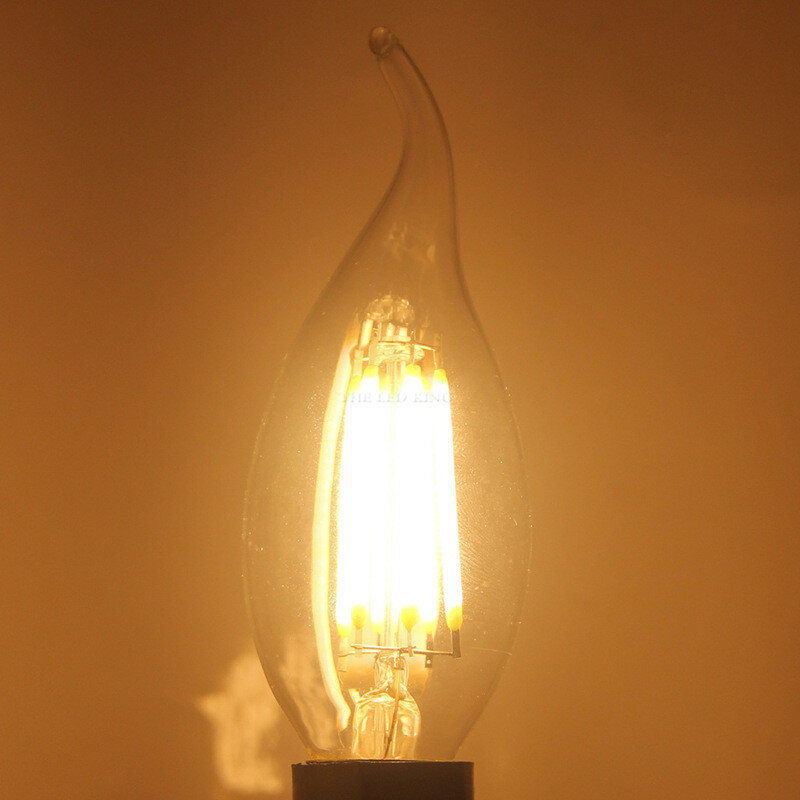 Bombilla de filamento LED E27 Retro, lámpara Edison de 220V E14 Vintage C35, luz de vela regulable G95, ampolla de globo, iluminación COB, decoración del hogar