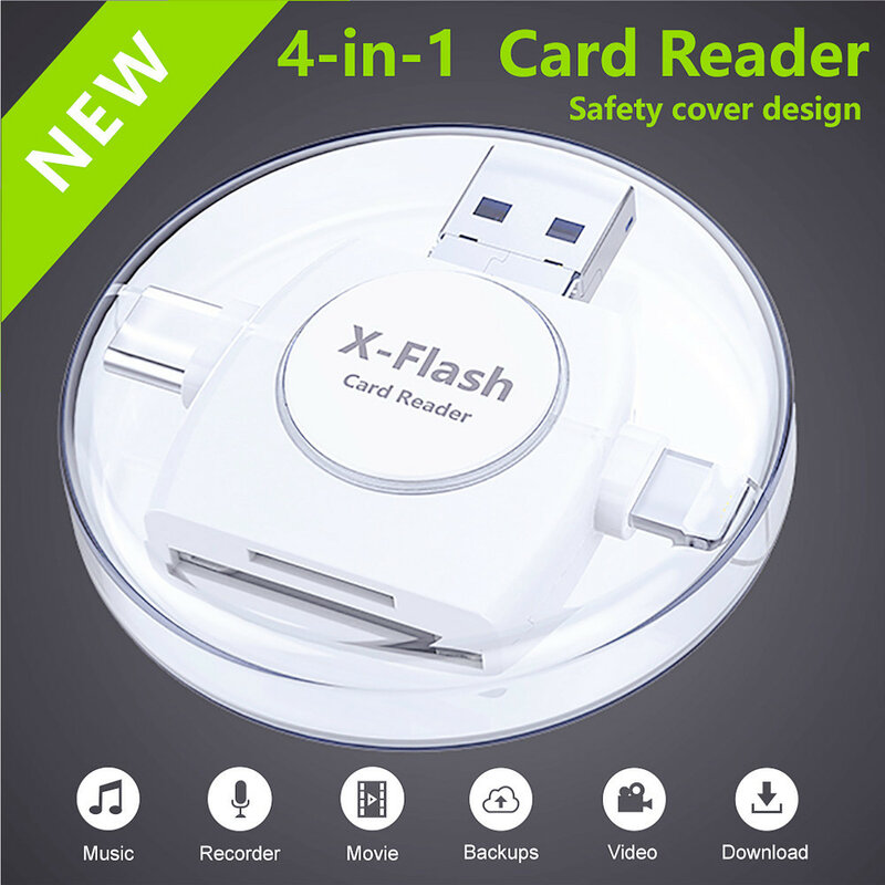 라이트닝 카드 리더 SD TF USB C to 마이크로 USB 멀티 카드 리더, 4 인 1 C타입 플래시 드라이브, 아이폰 7 8 11 12 13 X XR 맥스용