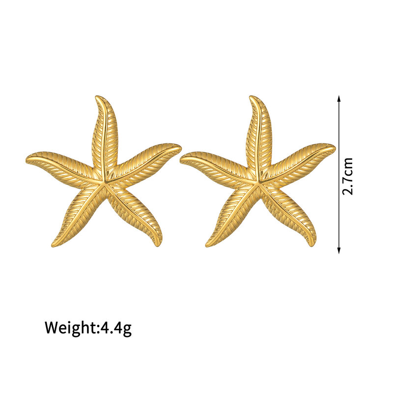 Anting-anting bintang laut minimalis, baru warna emas untuk wanita giwang gadis baja tahan karat kelas atas perhiasan hadiah Natal aksesoris