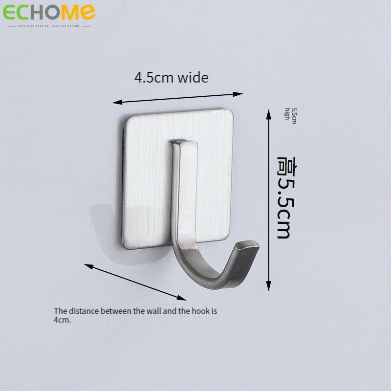 Echome Universal Hook 304 Stainless Steel Self-adhesive Non Marking Strong Adhesive Non Punching Bathroom Toilet Storage Hook