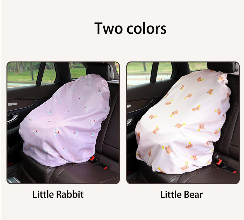 Bebê Segurança Seat Dust Cover, Urso Padrão, Sun Shading, Proteção solar, Isolamento térmico, Desenhos animados, Saco de armazenamento impermeável