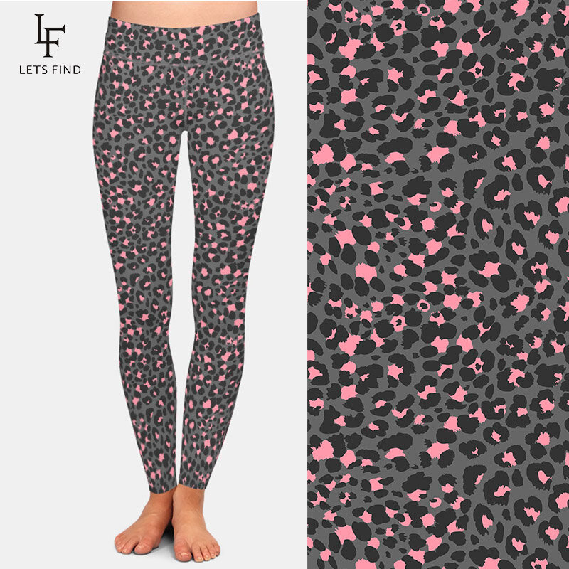 Letsfind 2020 womens fashions imprimir calças 3d leopard grão design de cintura alta aptidão feminina leggings elásticos