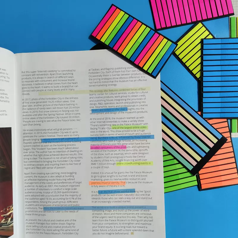Auto-adesivo Transparente Sticky Notes, BookMarker, Livro de Leitura, Aba Limpar, Postou It, Papelaria Kawaii bonito, 8Packs per Set