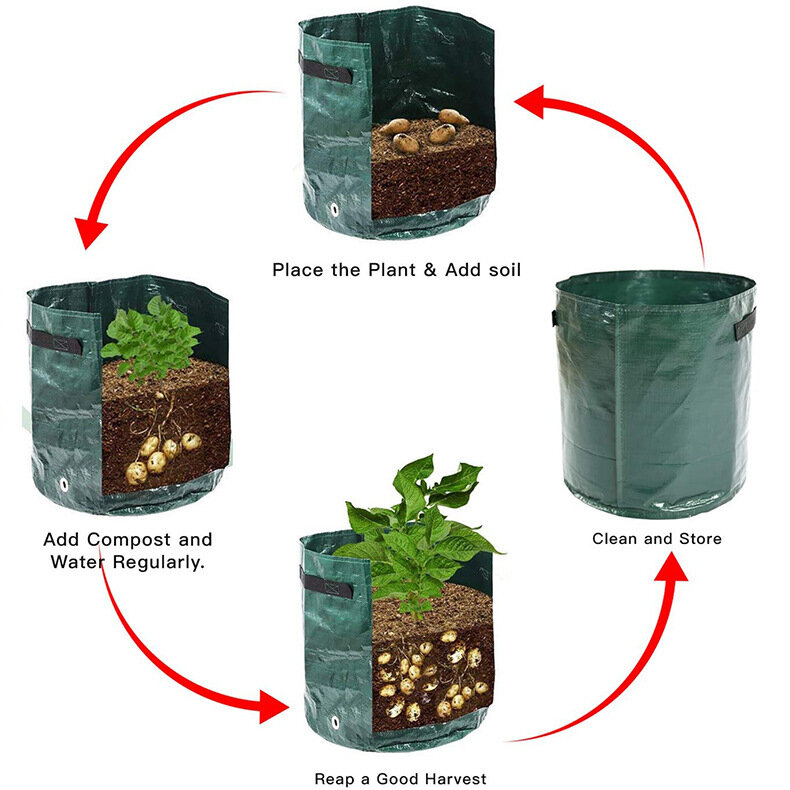 Uprawa ziemniaków torby PE sadzarka warzyw rosnąca torba tkanina do DIY rosną Pot ogrodowa garnki narzędzia ogrodnicze Veget ogród 1-12 galonów