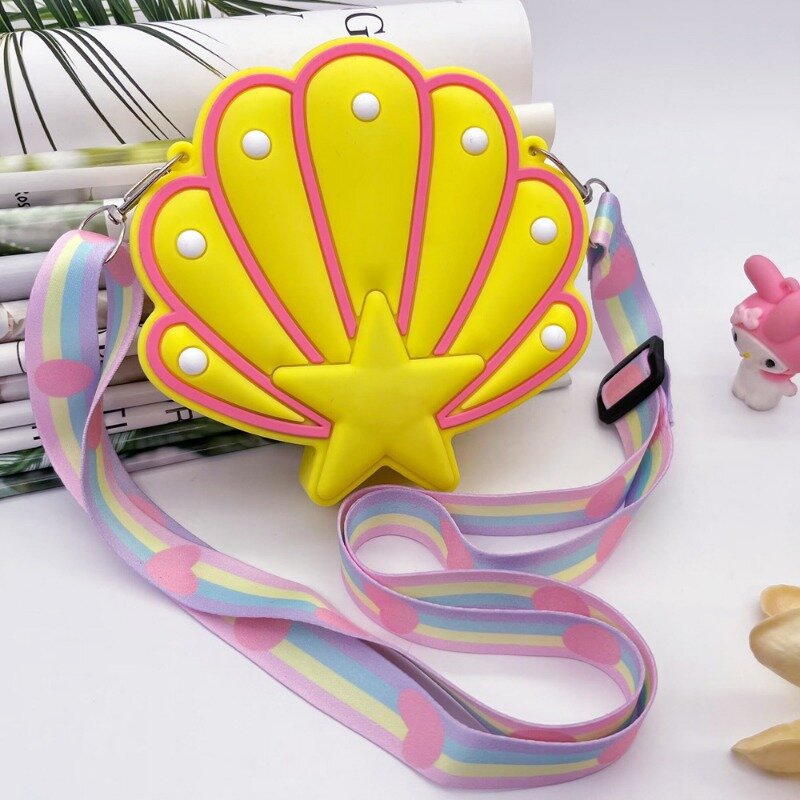 Bubble Silicone Shell Shaped Design Stylish Children's Shoulder Bags Cute Versatile Crossbody Bags Candy Color Kids Coin Purse