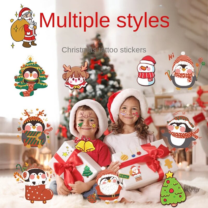 DIY Christmas Tattoo Stickers Temporary Waterproof Long Lasting Party Face Stickers Body Art Decoration Tattoo Sticker