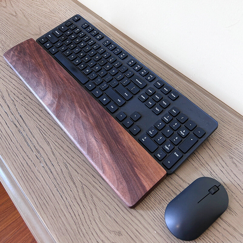 Almohadilla de reposamuñecas de madera para teclado, soporte de reposamuñecas, antideslizante, diseño ergonómico de madera